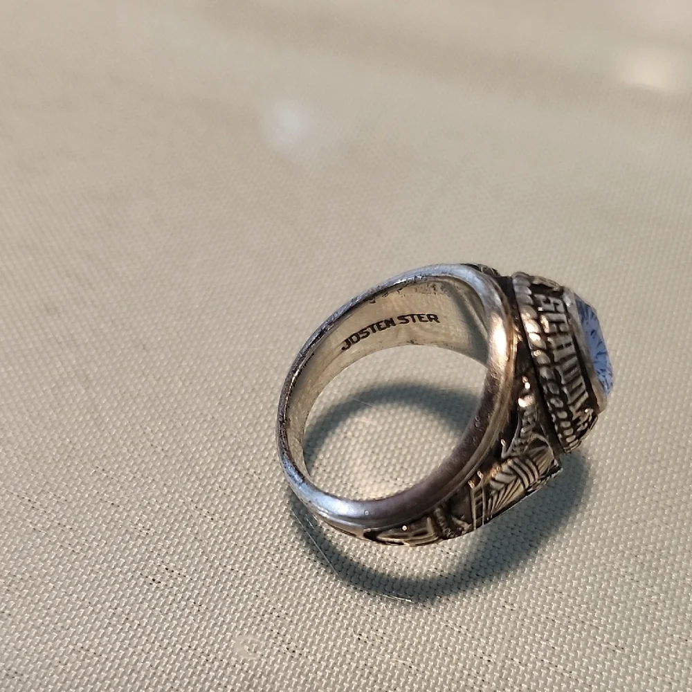Vintage Class Ring with Aquamarine Gemstone Josten Ladies Sterling Silver 10.92g